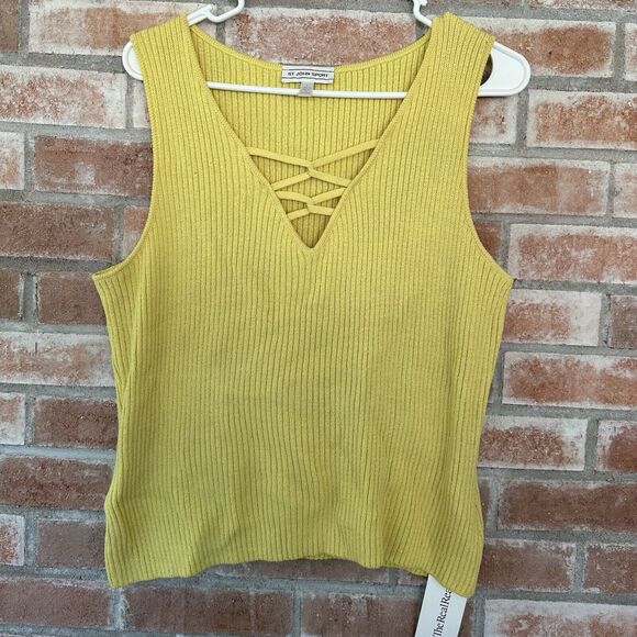 St. John Tops - St. John by Marie Gray Sport Ribbed Sweater Strappy Tank Top Yellow Large